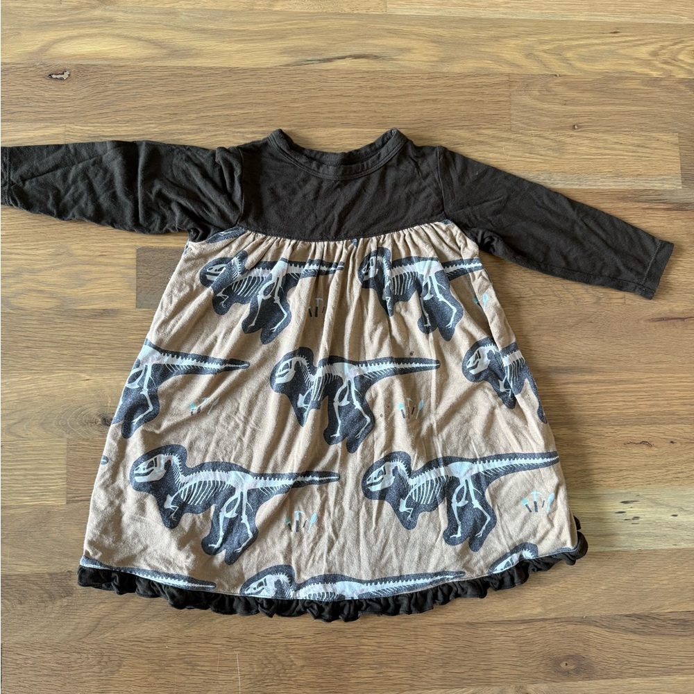 Kickee pants dress with fossil dinos